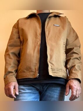 Volcom Voider Lined Cotton Canvas Workwear Garage Jacket Brown L